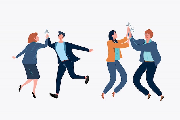 Free vector business people giving high fives set