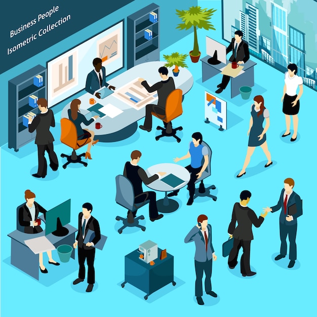 Free vector business people isometric collection
