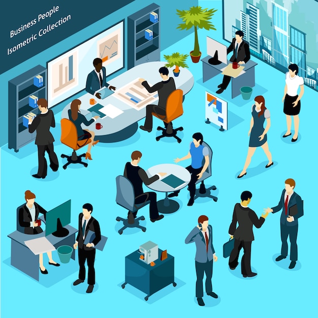 Business people isometric collection