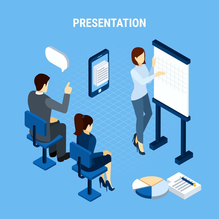 Free Vector business people isometric with infographic pictogram elements thought bubbles and office team members vector illustration