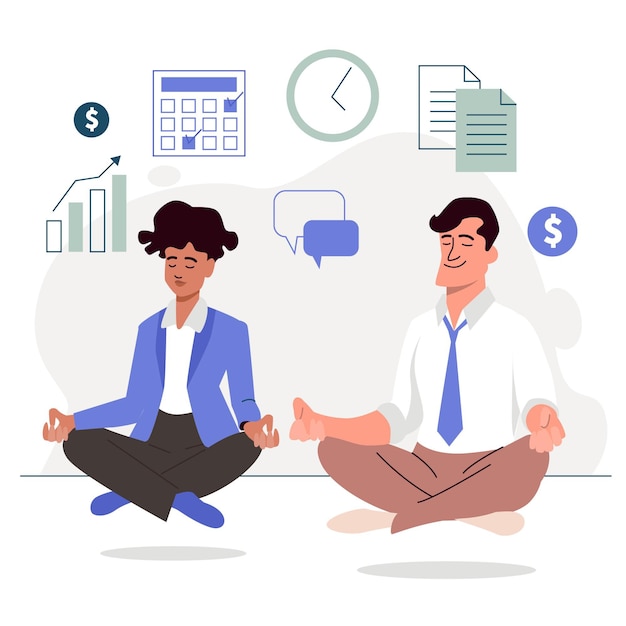 Free vector business people meditating illustration