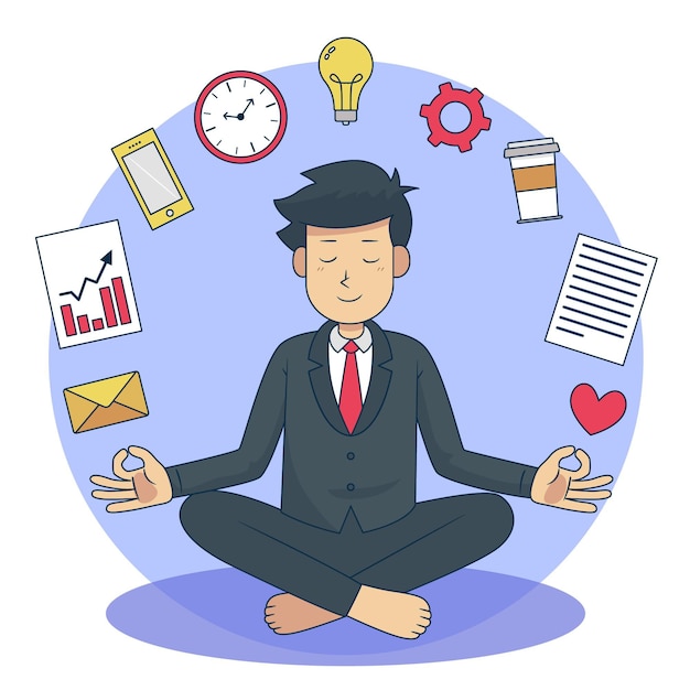 Free vector business people meditating in lotus position