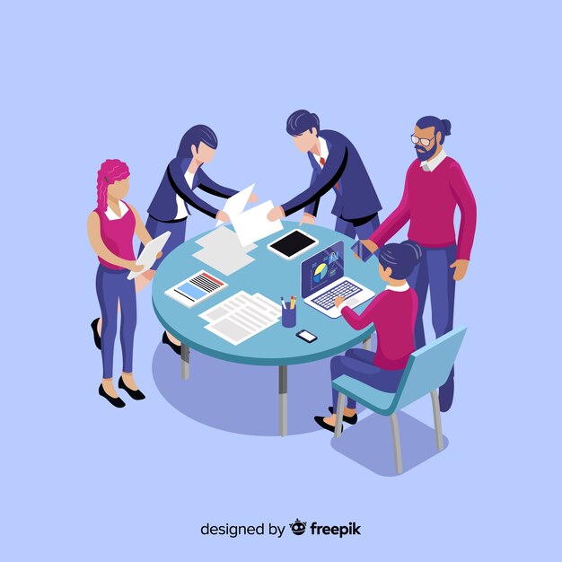 Business people in a meeting isometric