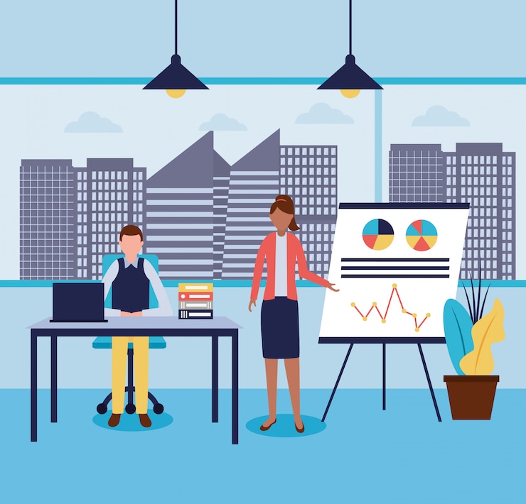 Free Vector business people in office