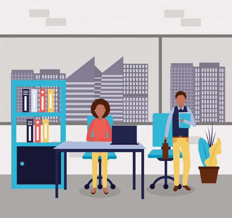 Free Vector business people in office