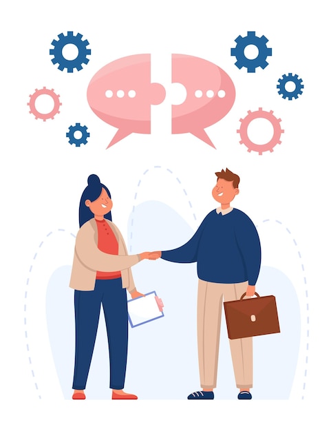 Free vector business people shaking hands flat illustration