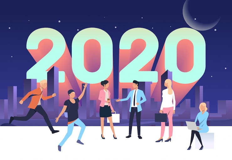 Free Vector business people talking, working and running
