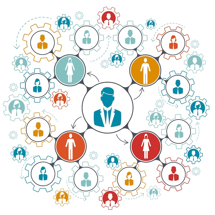 Free Vector business people team work. managment structure hierarchy of teamwork in company.