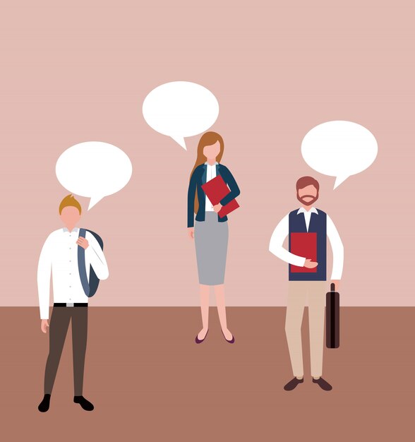 Free vector business people with speech bubble