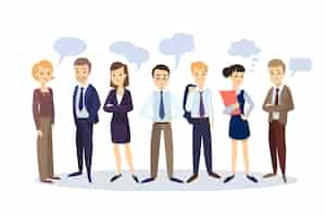 Free vector business people with speech bubbles men and women in suits