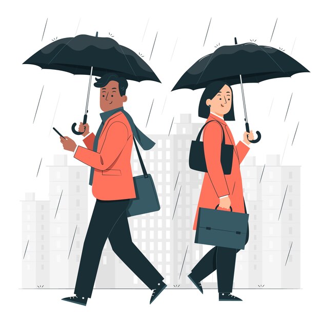 Деловые люди с иллюстрацией концепции зонтиков