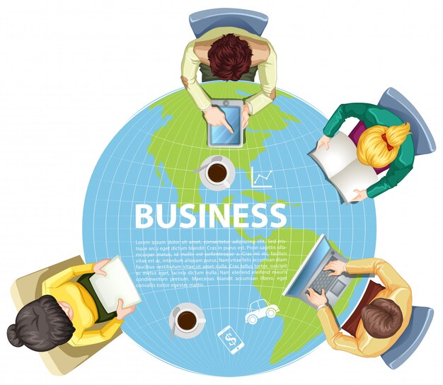 Business people working around the world