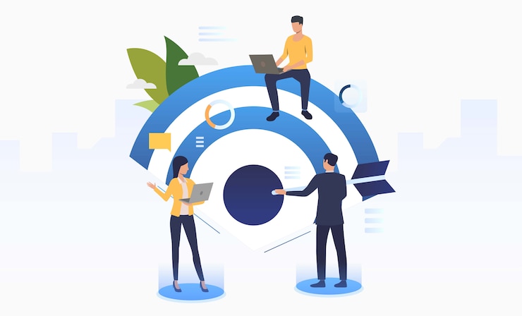 मुफ़्त वेक्टर business people working and setting company target