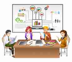 Free vector business people working on the table illustration