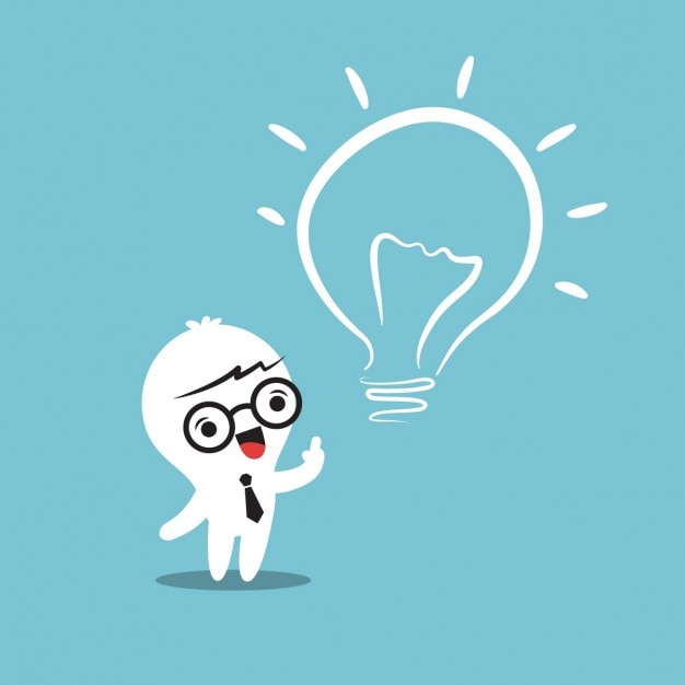 Business person cartoon with a light bulb