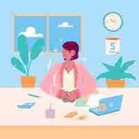 Free vector business person meditating peacefully