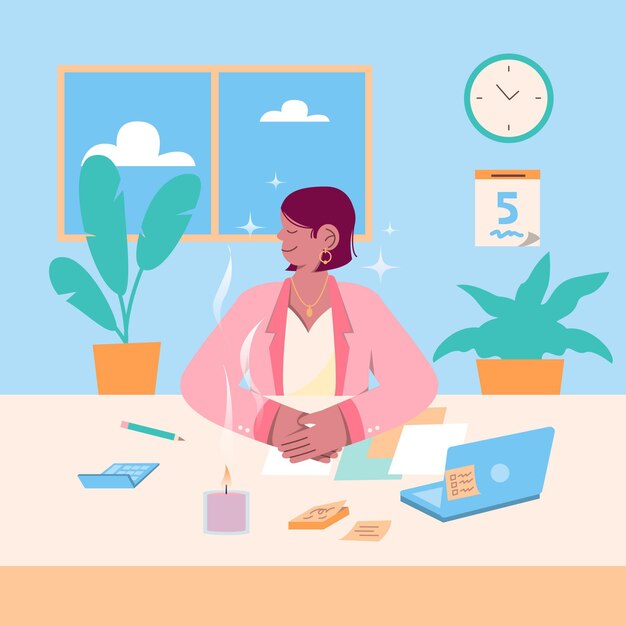 Business person meditating peacefully