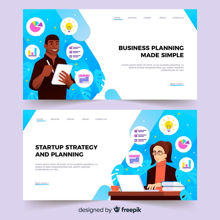 Free Vector business planning landing page