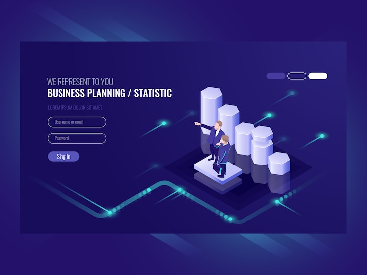 Free Vector business planning, statistic, illustration with two businessman