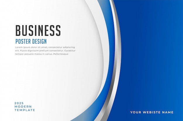 Free vector business poster with elegant blue curve shapes