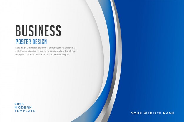 Business poster with elegant blue curve shapes