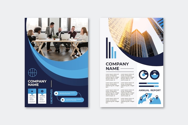 Free vector business presentation flyer template with city