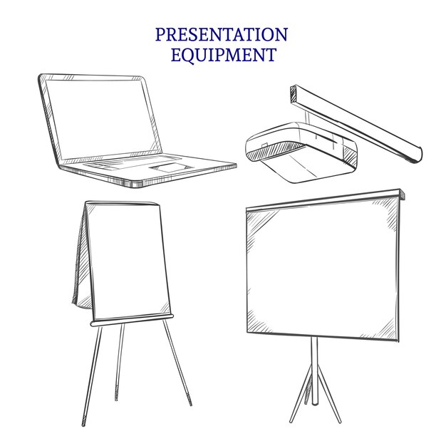 Business Presentation Sketch Elements Set