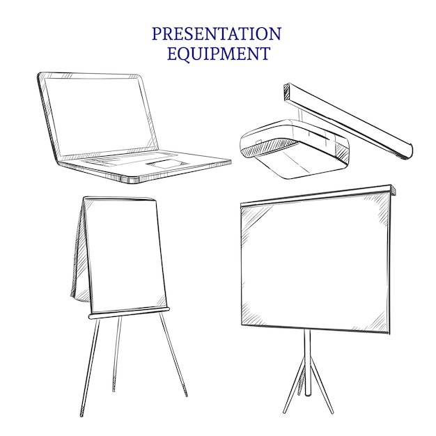 Набор элементов эскиза бизнес-презентации