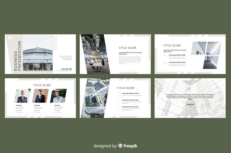 Free Vector business presentation slides with photo