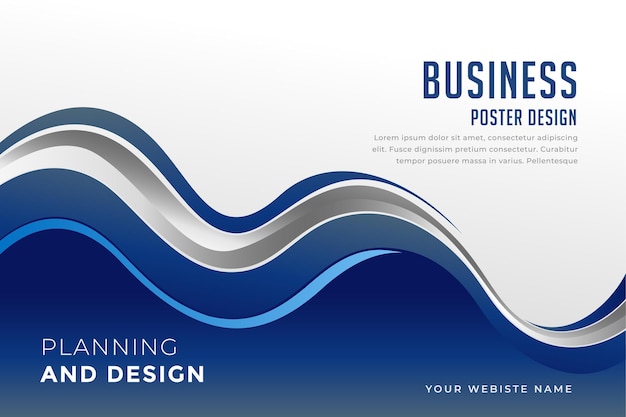 Free vector business presentation template in blue wavy style