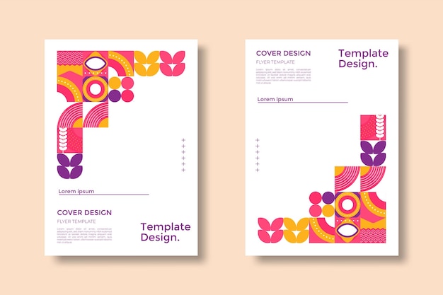 Business presentation vector a4 vertical orientation front page mock up set corporate report cover abstract geometric illustration design layout bundle company identity brochure template collection