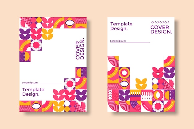 Free vector business presentation vector a4 vertical orientation front page mock up set corporate report cover abstract geometric illustration design layout bundle company identity brochure template collection