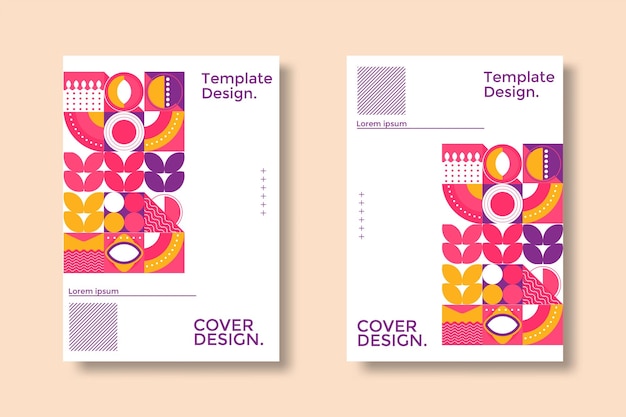 Free vector business presentation vector a4 vertical orientation front page mock up set corporate report cover abstract geometric illustration design layout bundle company identity brochure template collection