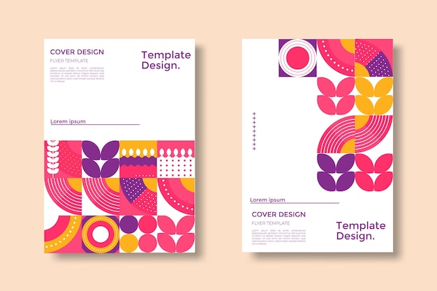 Business presentation vector a4 vertical orientation front page mock up set corporate report cover abstract geometric illustration design layout bundle company identity brochure template collection