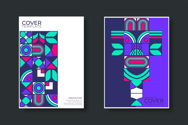 Business presentation vector A4 vertical orientation front page mock up set Corporate report cover abstract geometric illustration design layout bundle Company identity brochure template collection