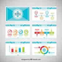 Vettore gratuito presentazione di affari con elementi infographic colorati