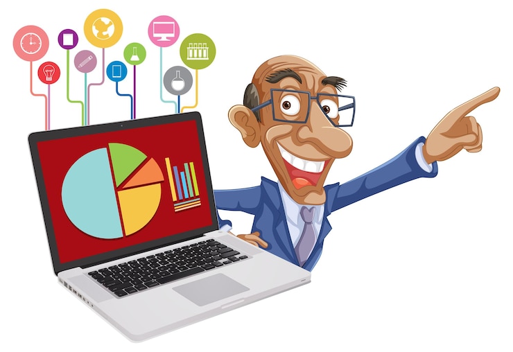 Free Vector business presentation with data charts