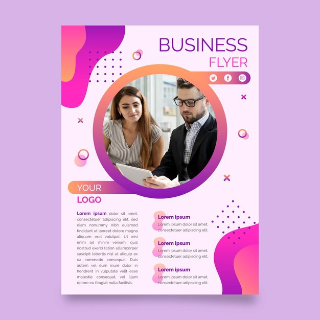 Business print template with photo