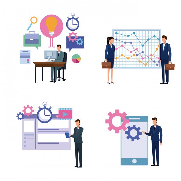 Premium Vector | Business productivity tools cartoon