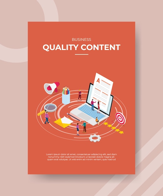 Free vector business quality content people working on laptop for template of banner and flyer