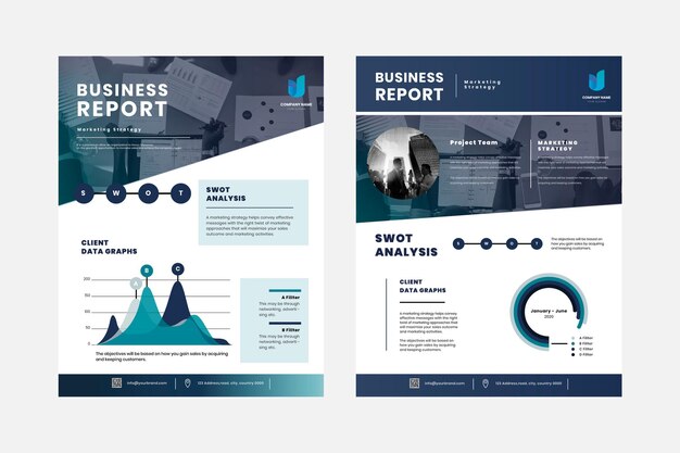 비즈니스 보고서 전단지 편집 가능한 템플릿