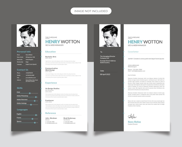 Business resume design with black accent