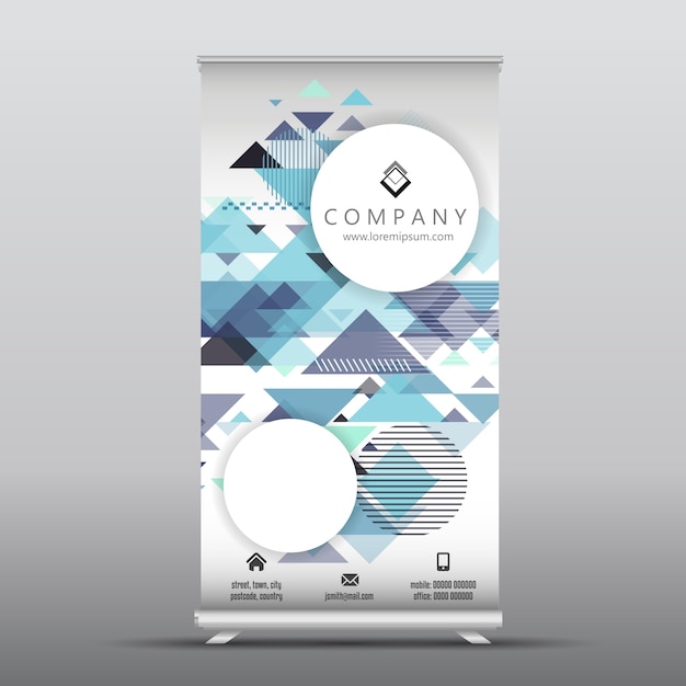 Business roll up banner with geometric design