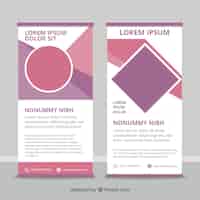 Free vector business roll up with forms in purple tones