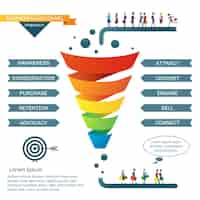 Free vector business sales funnel infographic.