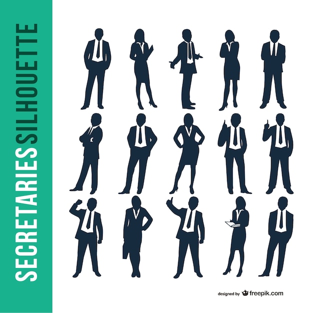 Business secretaries silhouette set