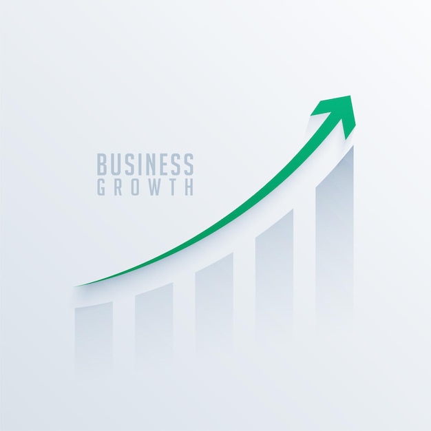 Business share market chart with green growth arrow