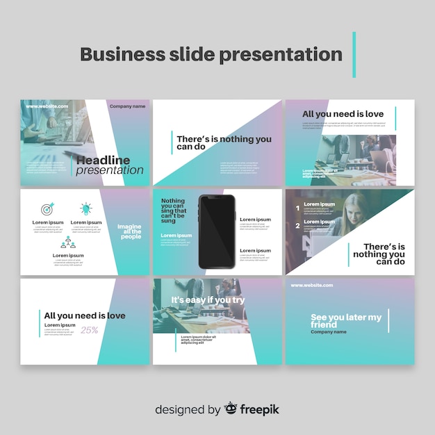 Free vector business slide presentation template