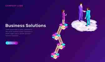 Free vector business solution and agreement isometric concept