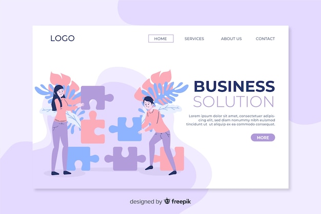 Business solution landing page with photo